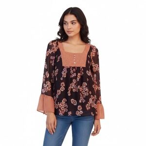 Daniel Rainn Top Size Small bohemian floral bell sleeve pullover Festival NWT‎